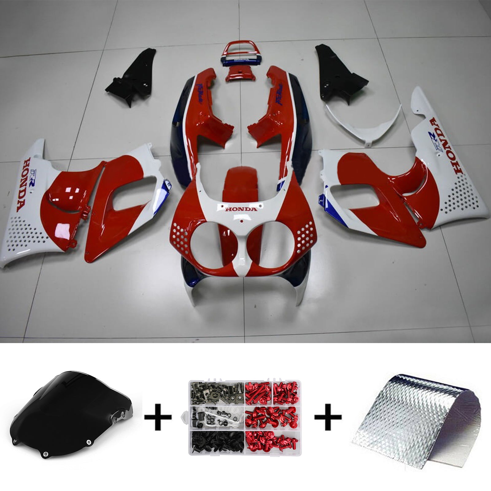 Amotopart 1992–1993 Honda CBR900RR 893 Verkleidungsset in Rot und Weiß