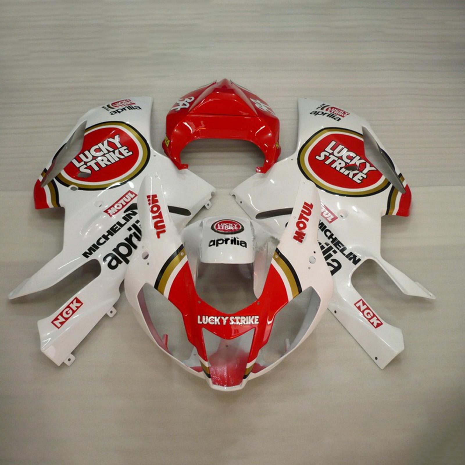 Amotopart 2003-2006 Aprilias RSV1000 Kit de carenado Lucky Strike rojo y blanco