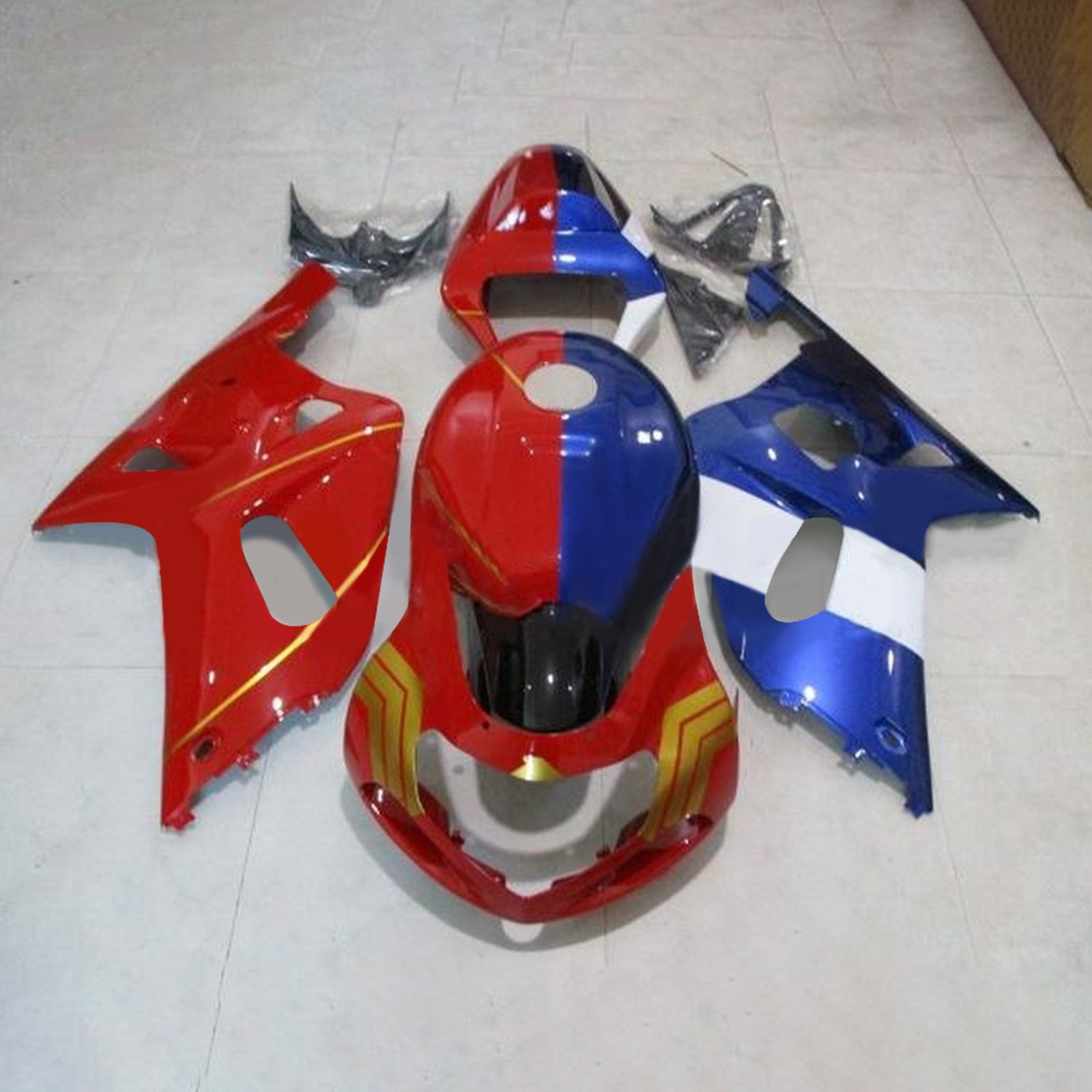 Kit de carenado Amotopart Suzuki 01-03 GSXR600 y 00-03 GSXR750 rojo azul