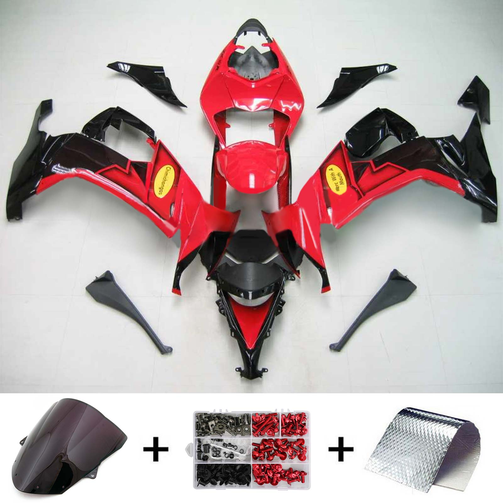 Amotopart Kawasaki ZX10R 2008-2010 Red Black Fairing Kit