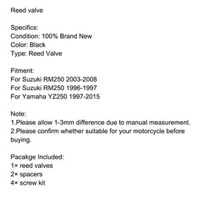 Reed Valve System For Yamaha YZ250 RM250 1997-2015 V-Force 3 V307A Generic
