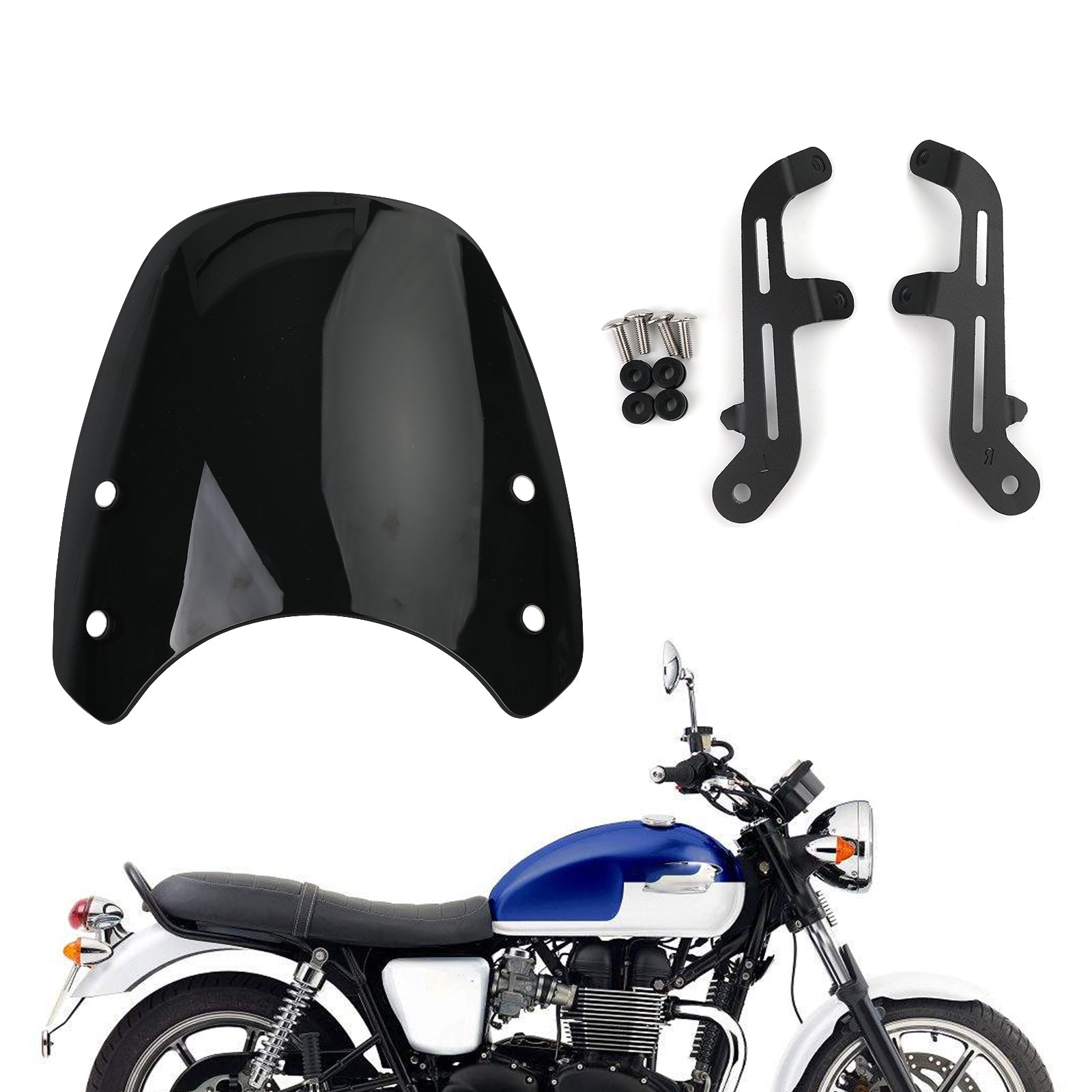 Pare-brise moteur en plastique ABS pour Triumph Bonneville T100 T120 noir générique