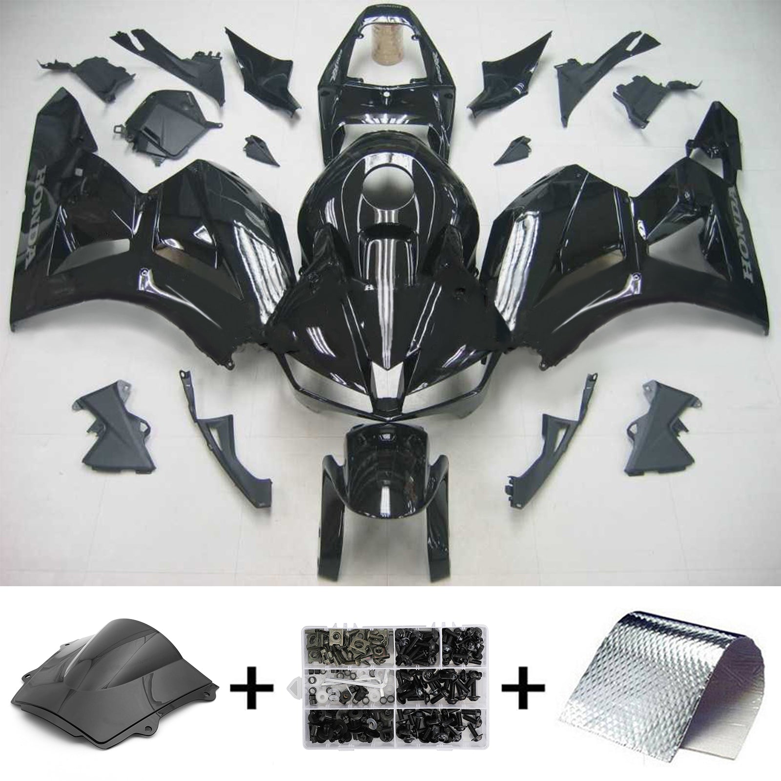 Amotopart 13-25 US ver. & 13-23 Europese versie Honda CBR600 Kuip Glanzend Zwart&Logokit
