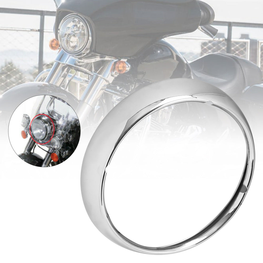 Touring Road King 67712-83A Cubierta de luz de anillo de ajuste de faro cromado genérico de 7"