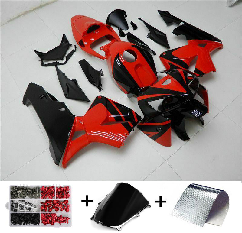 Amotopart 2005-2006 CBR600RR Honda Kit de carenado negro rojo