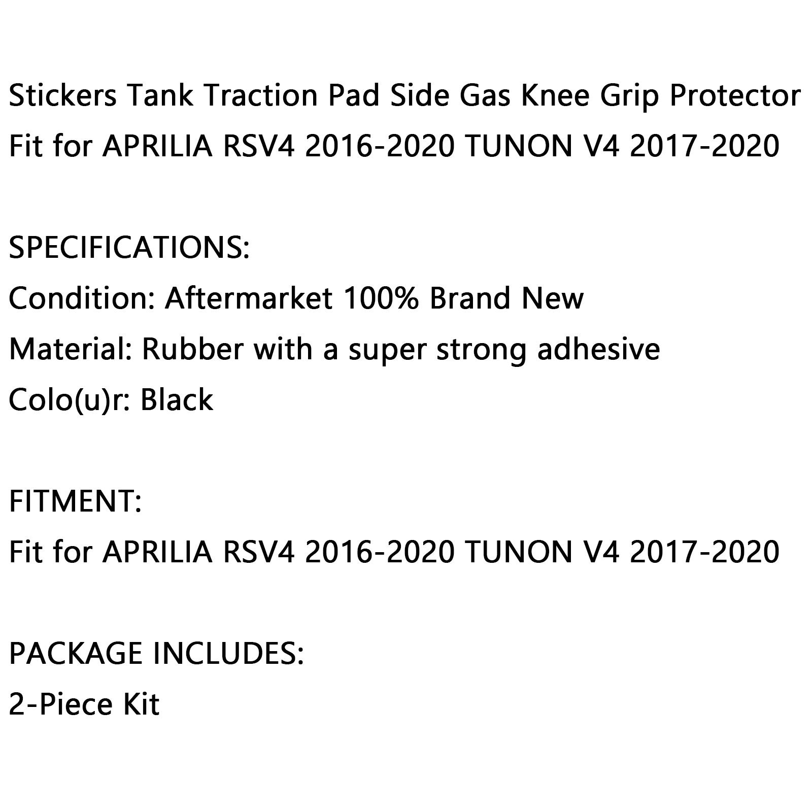 Aprilia Rsv4 2016-2020 Gummipaar Tankschutz Seitentankpad Schwarz