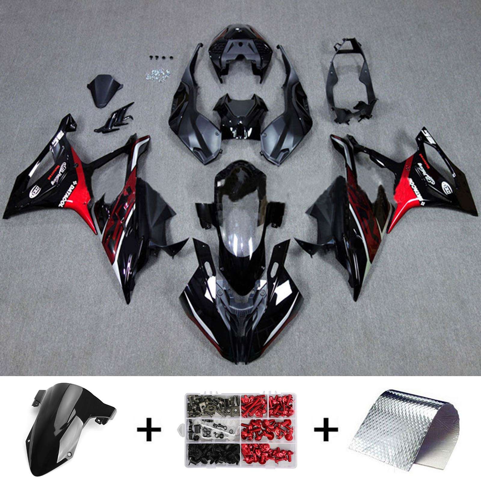 Amotopart 2019-2022 BMW S1000RR/M1000RR Kit de carénage de course rouge foncé