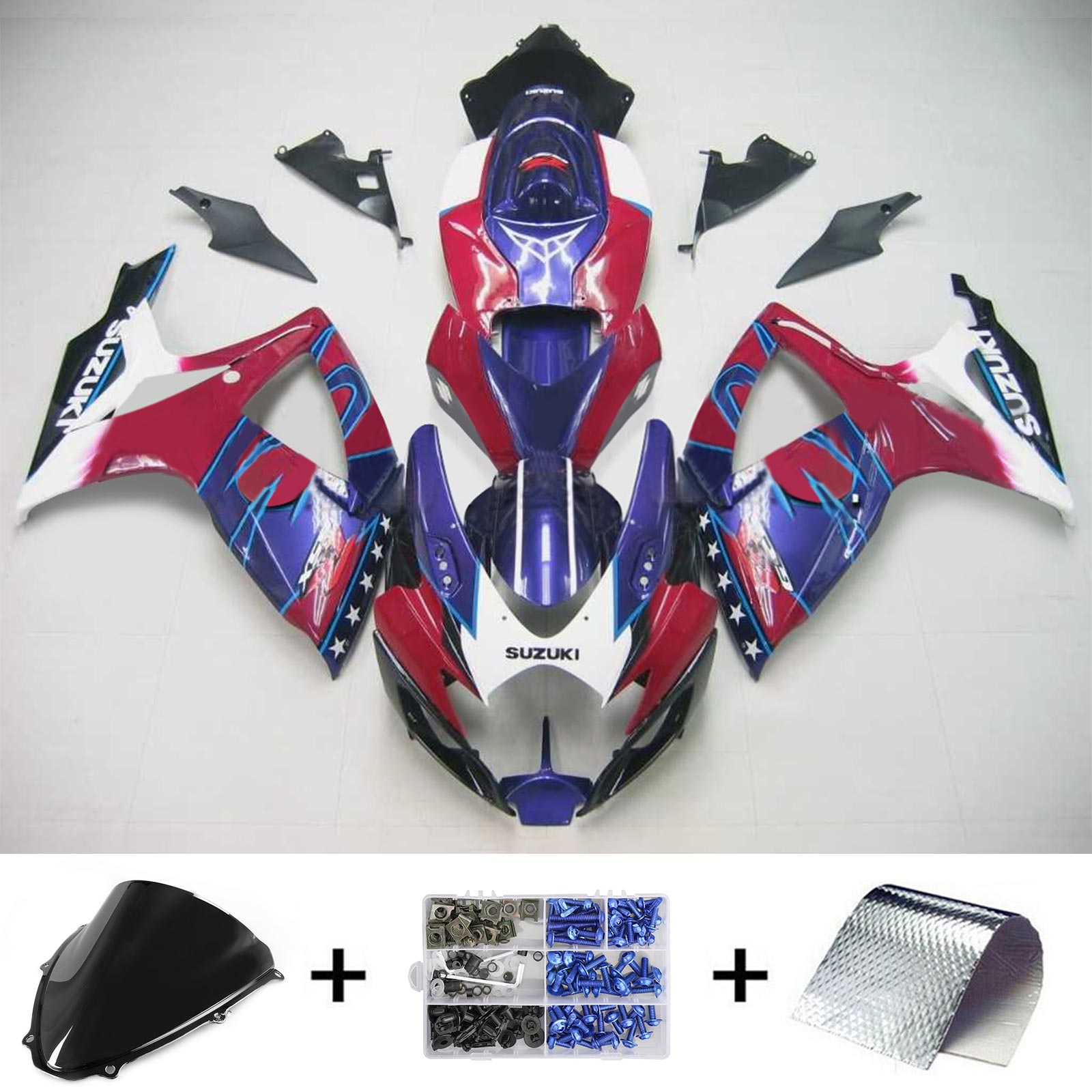 Amotopart 2006-2007 Suzuki GSXR 600/750 Kit de carenagem roxo e rosa