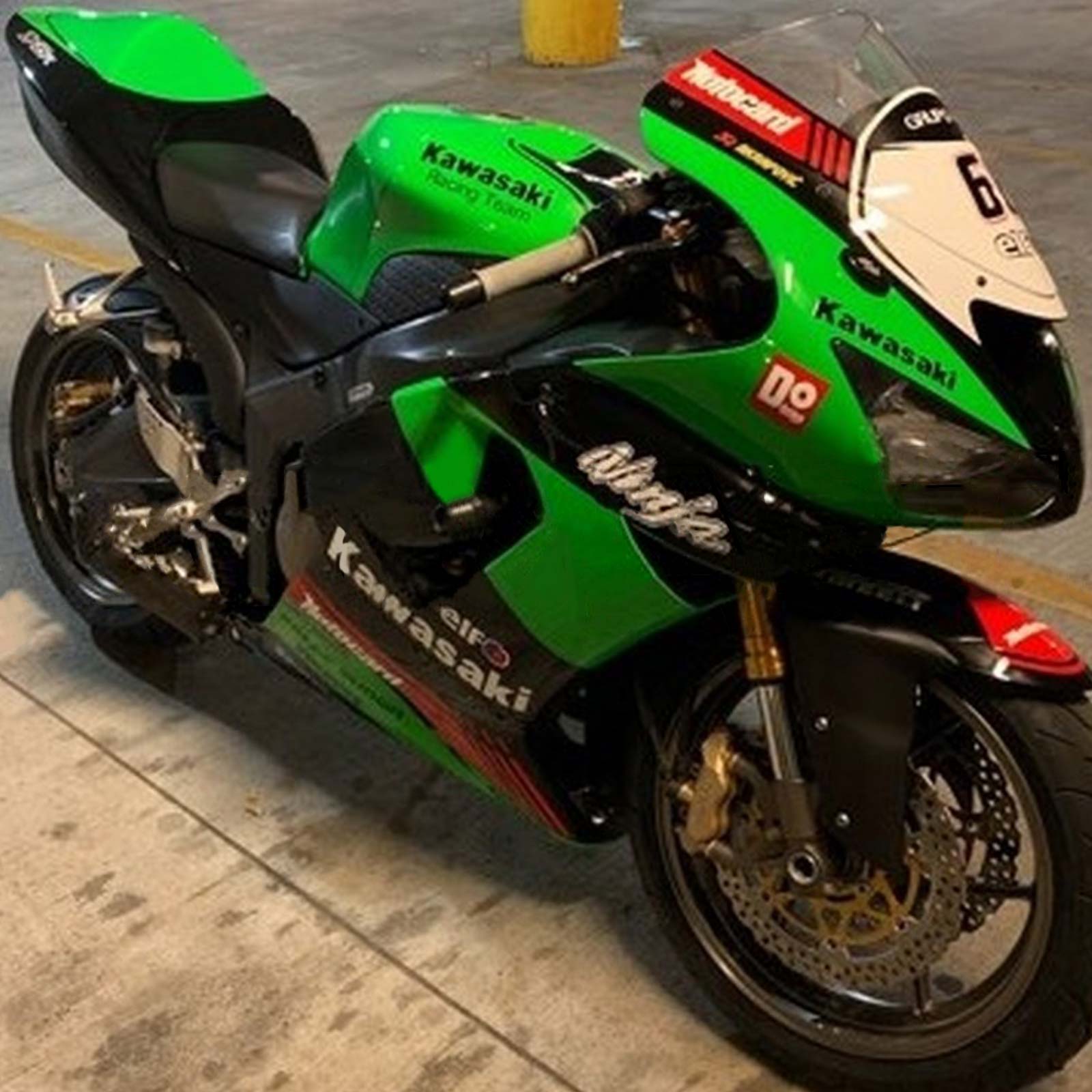 Amotopart Kawasaki 2005-2006 ZX6R 636 ブラック ミックス グリーン フェアリングキット