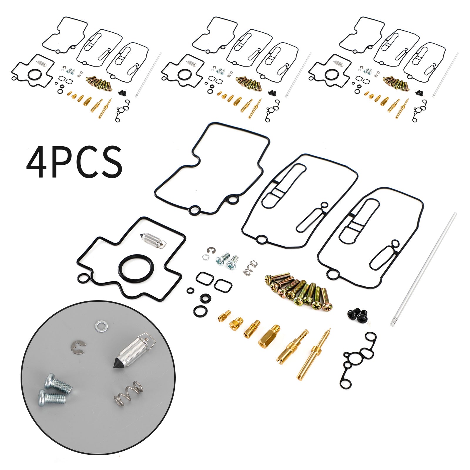 4X キャブレター キャブ再構築修理キット ヤマハ YFZ450 2004-2009 汎用に適合