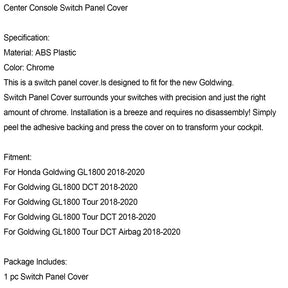Copertura del pannello interruttori della console centrale cromata per Honda Goldwing GL1800 2018-2020 generico