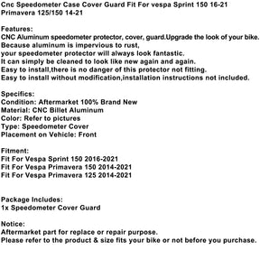 Alu-Tachometerabdeckungsschutz für Vespa Sprint Primavera 150 14-21 Generic