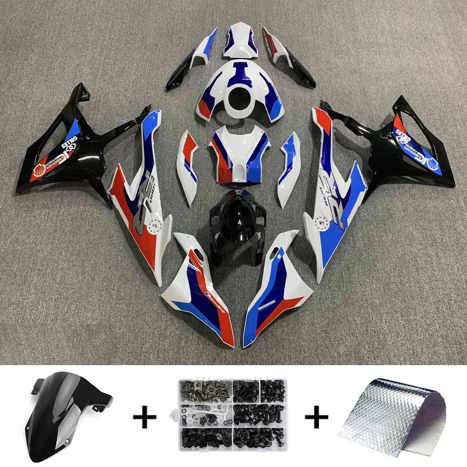 Amotopart 2019-2022 Kit carena da corsa BMW S1000RR/M1000RR Multi Bianco Blu Rosso