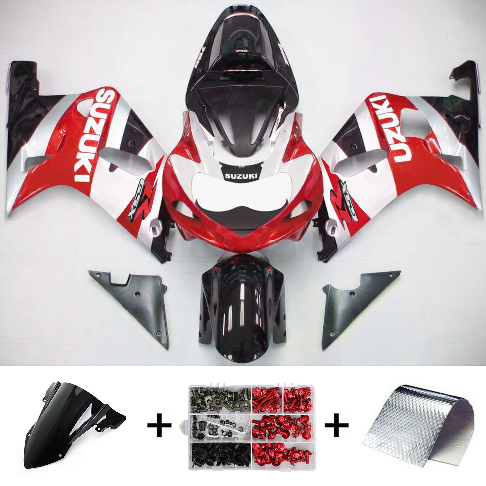 Amotopart Suzuki 01-03 GSXR600 & 00-03 GSXR750 Fairing Sliver Red Kit