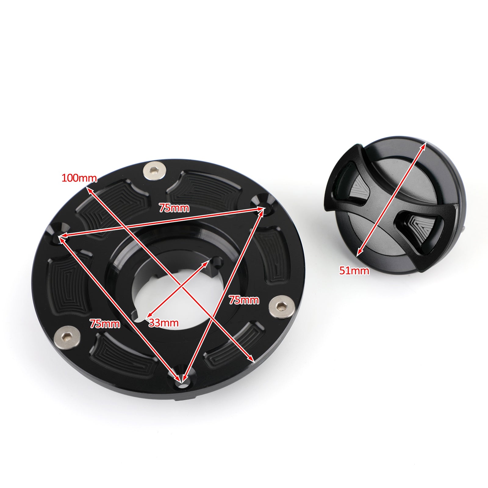 CNC Keyless Fuel Gas Cap Fit for Kawasaki ER Z 250 300 Ninja EX 2008-2017 Black