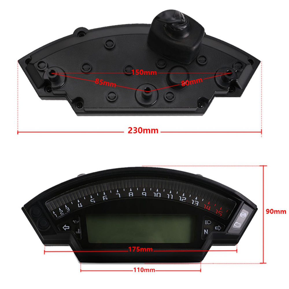 Motorcycle Lcd Rpm Digital Display Odometer Speedometer Gauge Meter Backlight Generic