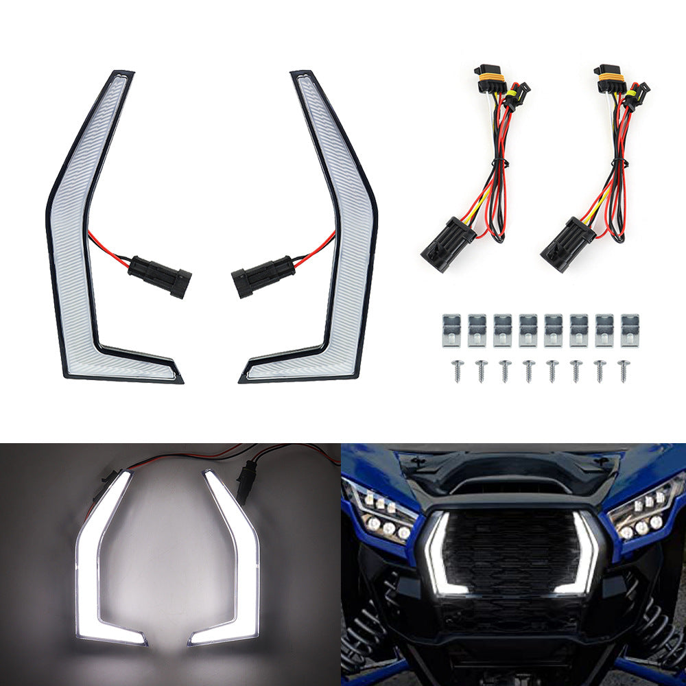 Fang Accent Grill Lampade Luce anteriore a LED per Kawasaki Teryx KRX 1000 2020-2023