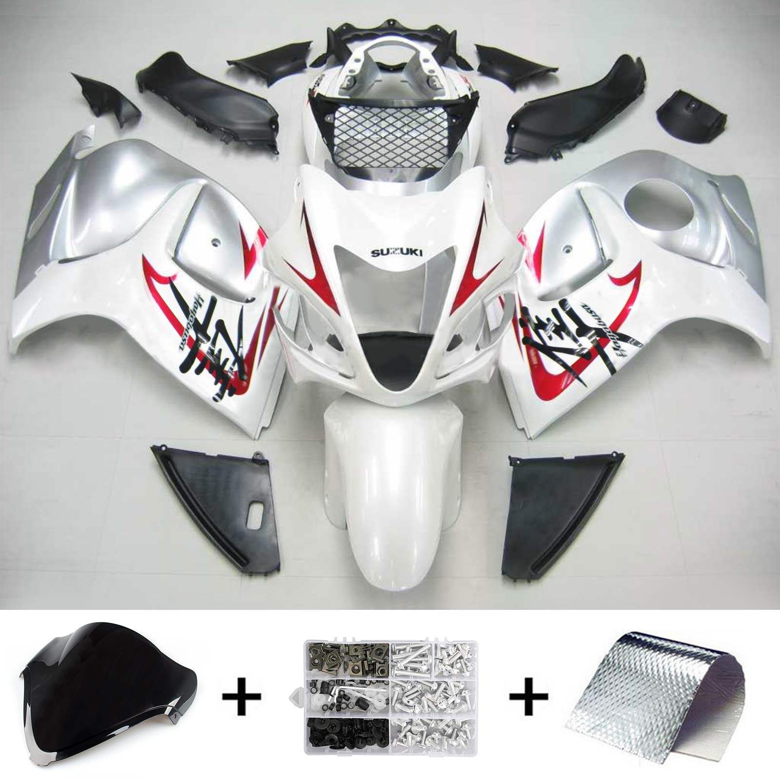 Kapotáž Amotopart 2008-2020 Suzuki Hayabusa GSX1300R bílá&Red Kit