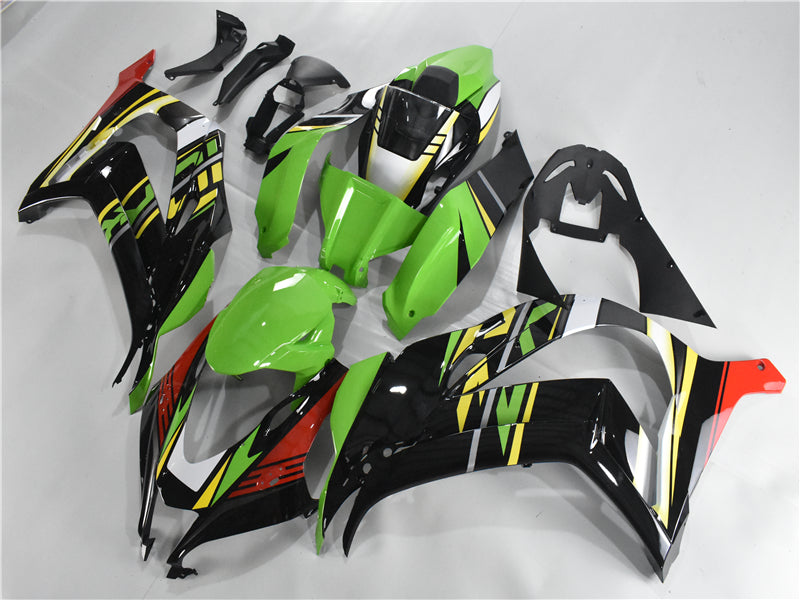 Kit de carénage Amotopart Kawasaki 2016-2020 ZX10R noir et vert Style2