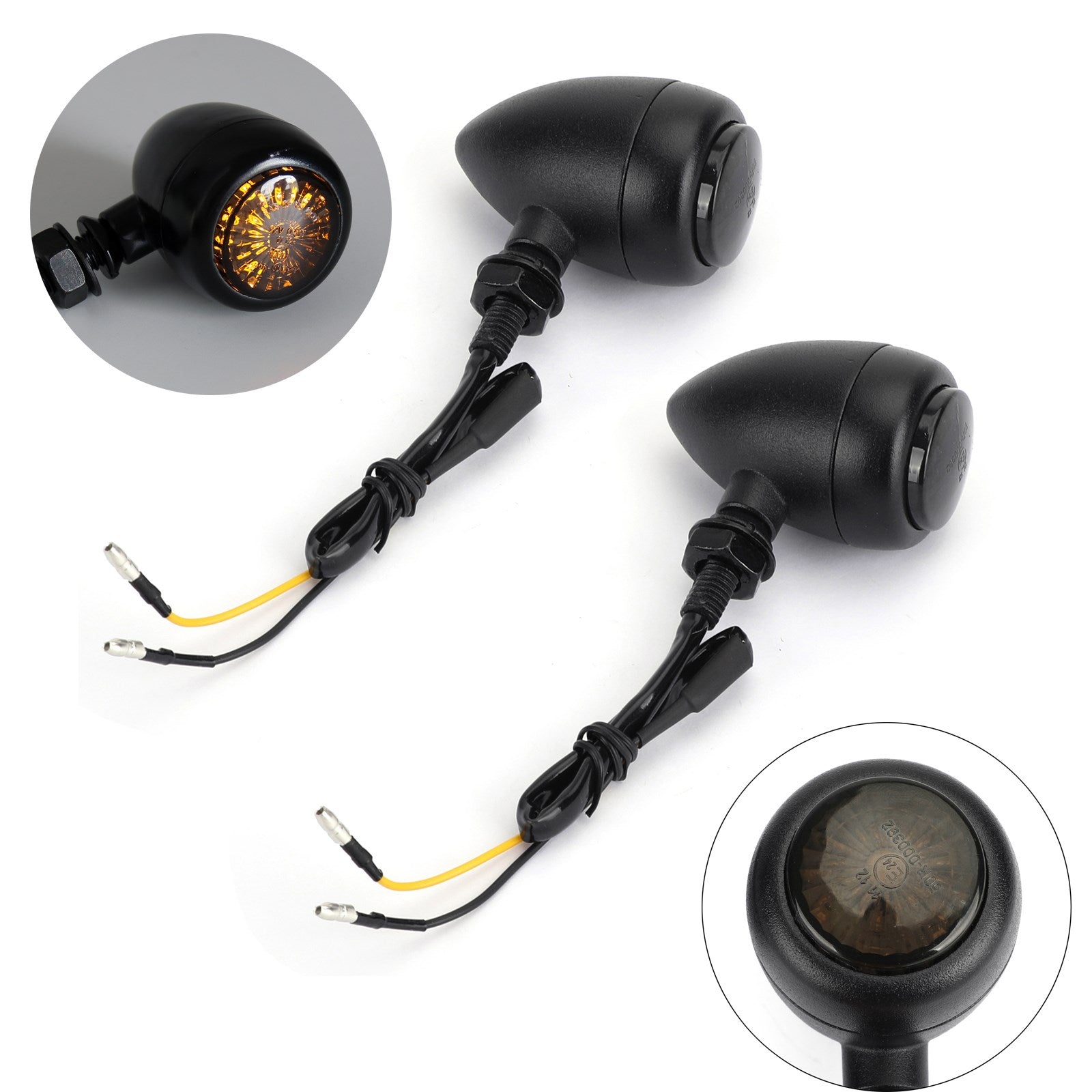 Turn Signals Indicators Fit For Harley Chopper Cafe Racer Black