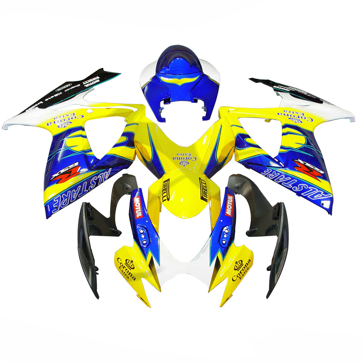 Amotopart 2006-2007 Suzuki GSX-R 600 750 Kit de carenado amarillo