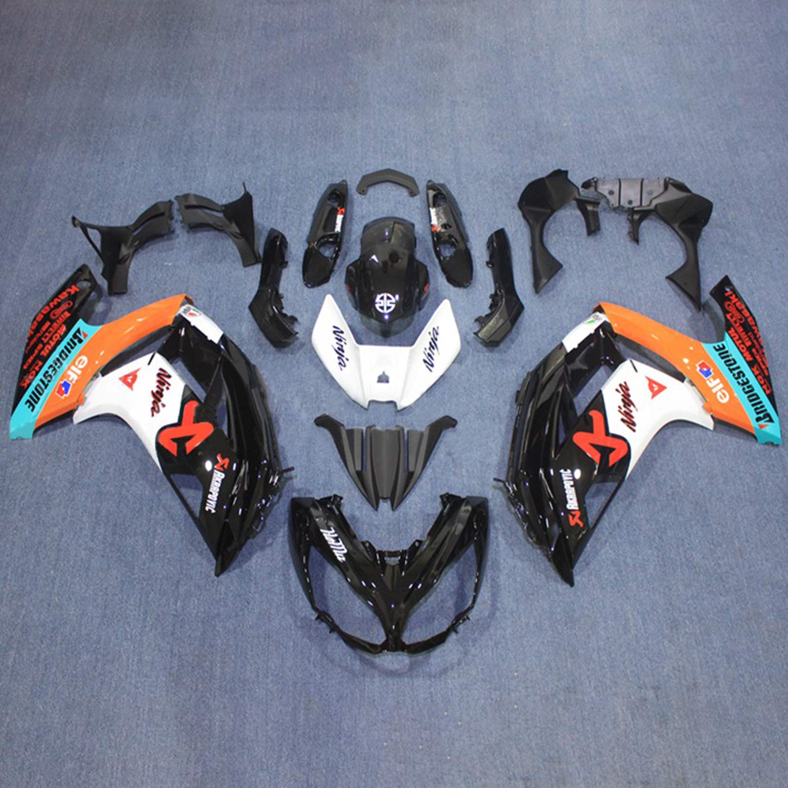 Amotopart 2012-2016 Kawasaki Ninja 650 Black White Orange Fairing Kit