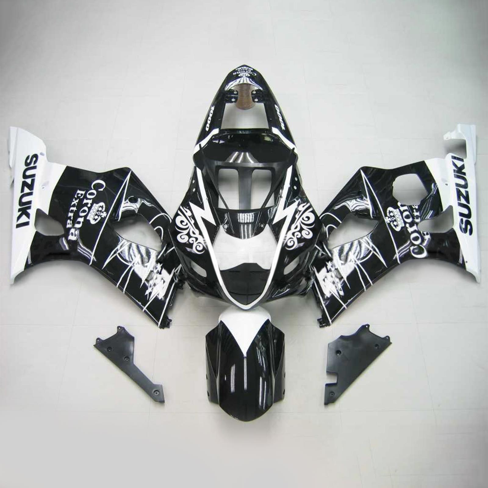 Amotopart Suzuki 2003-2004 GSXR1000 Black White Fairing Kit