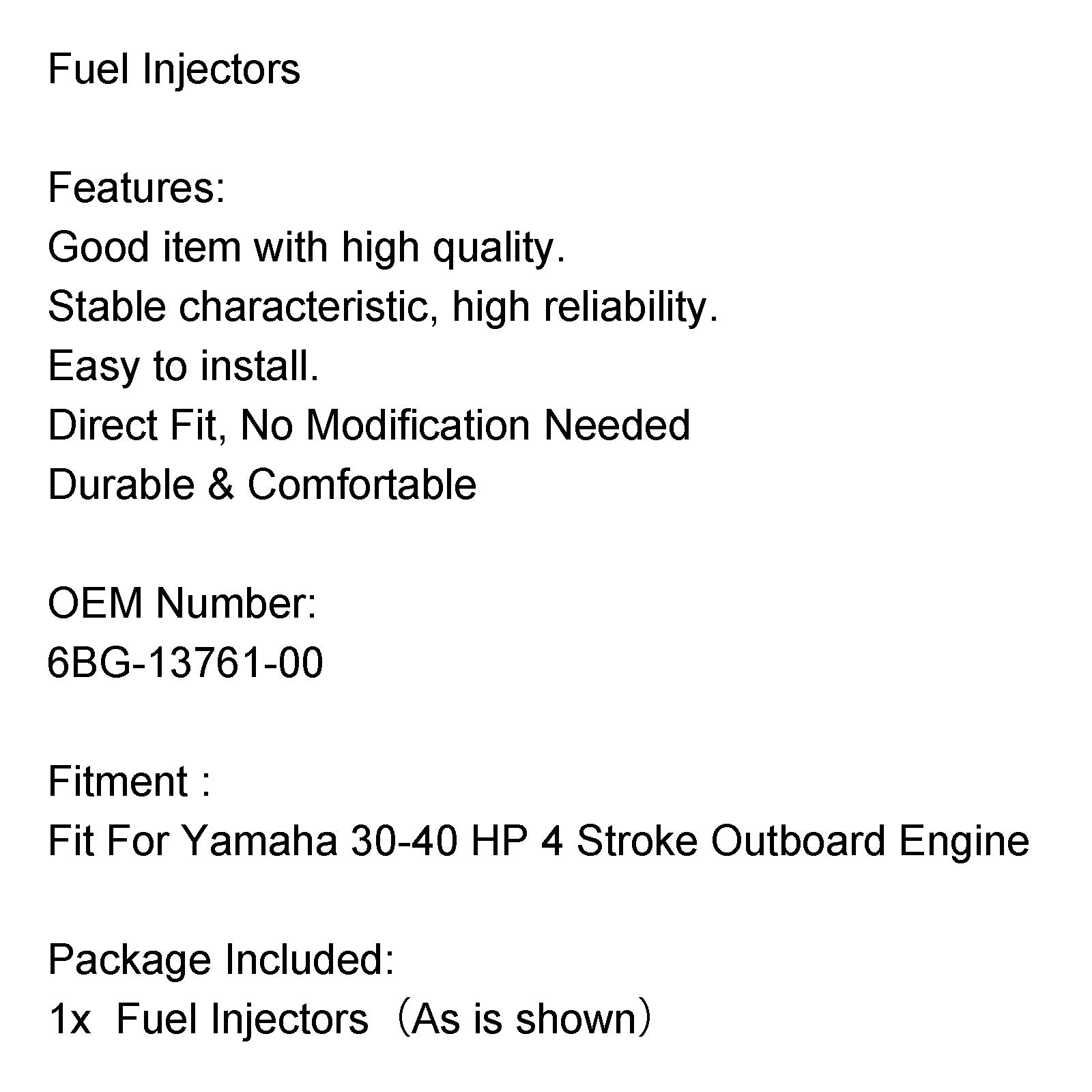 Fuel Injectors For Yamaha Outboard Motor F 30HP 40HP 4 Stroke 6BG-13761-00 Generic