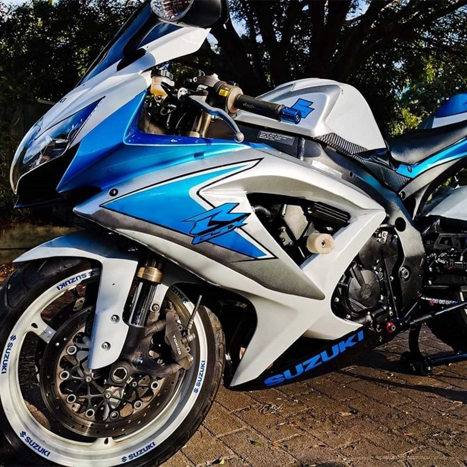 Amotopart 2008-2010 Suzuki GSXR600/750 Fairing White&Light Blue Kit