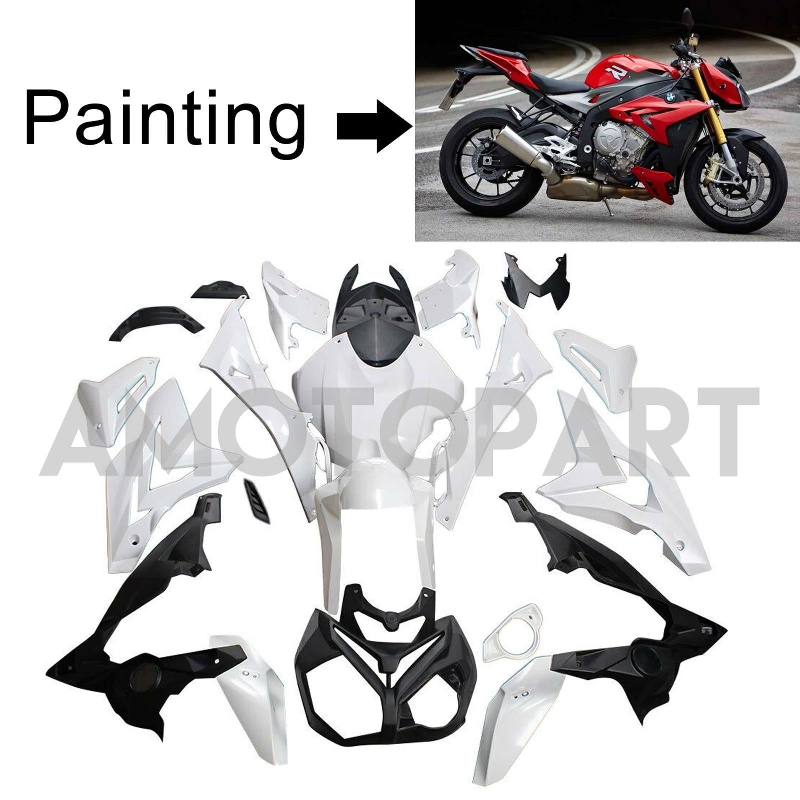 Amotopart BMW 2014-2016 S1000R Black Red Fairing Kit