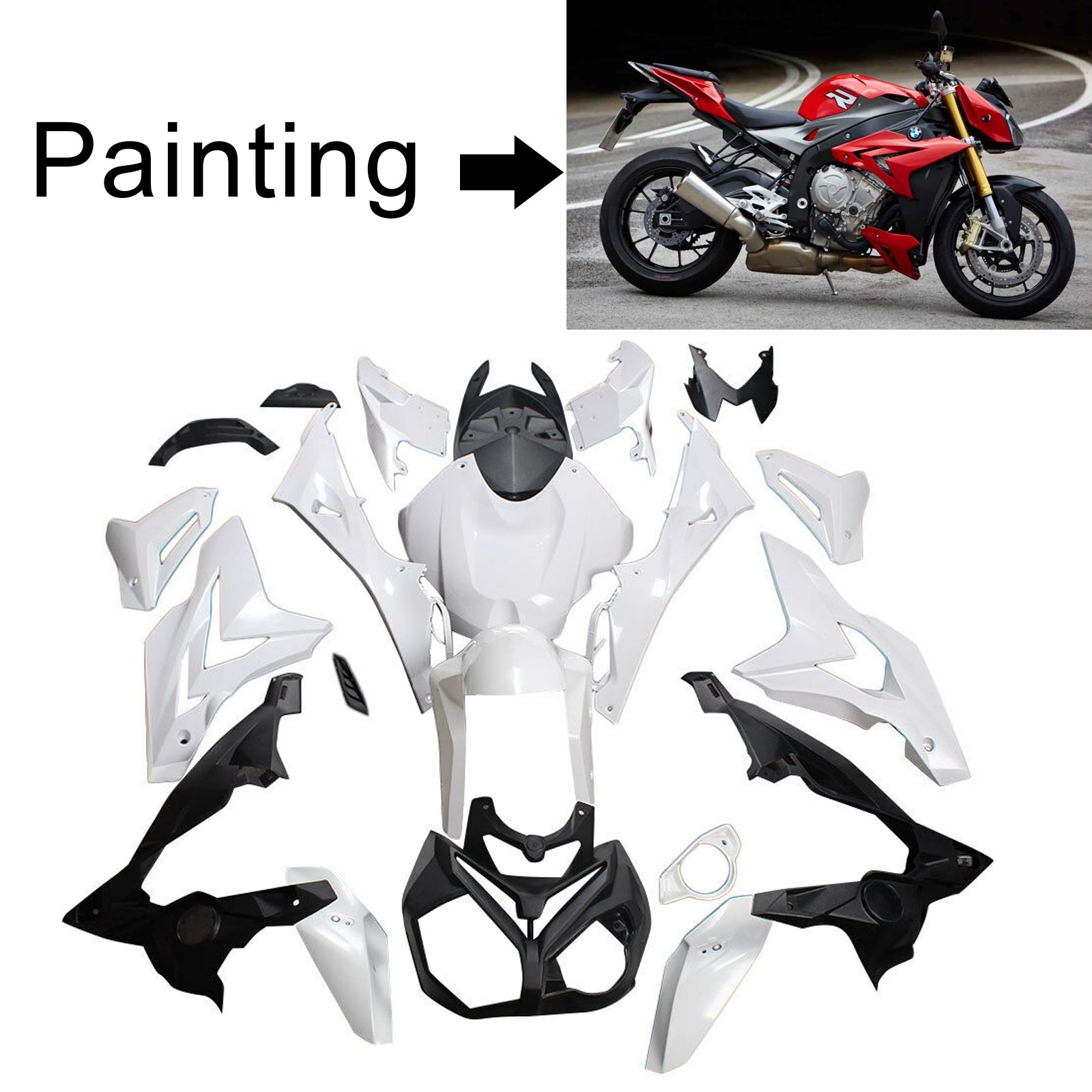 Amotopart BMW 2014-2017 S1000R Black Red Fairing Kit