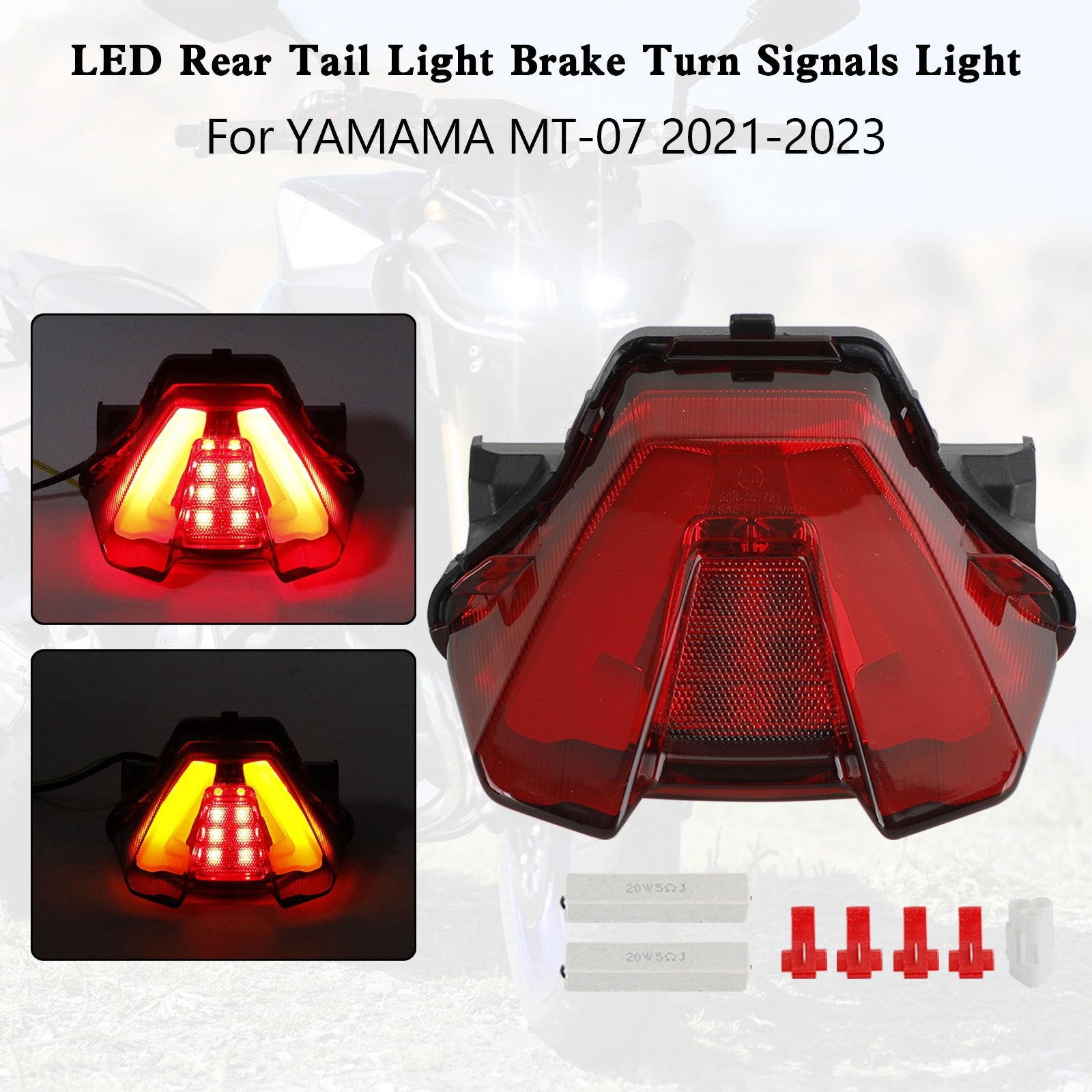 LED Rear Tail Light Brake Turn Signals For Yamaha MT-07 MT07 2021-2023