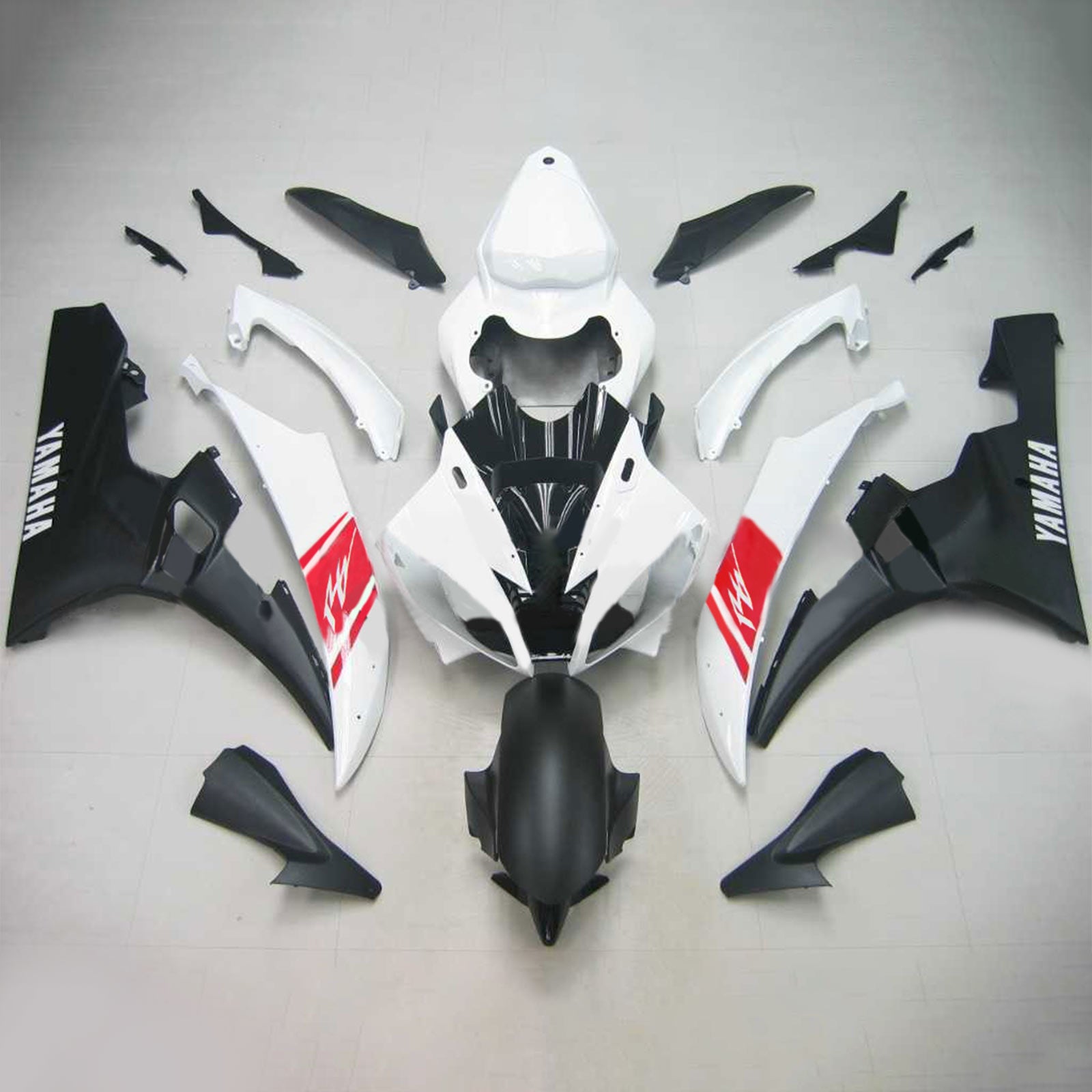 Amotopart Yamaha 2006-2007 YZF 600 R6 Black White Red Fairing Kit