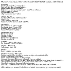 Magneto Stator Coil For Honda CRF250 CRF 250 R 2013 Off-Road Ref.# 31120-MEN-A42