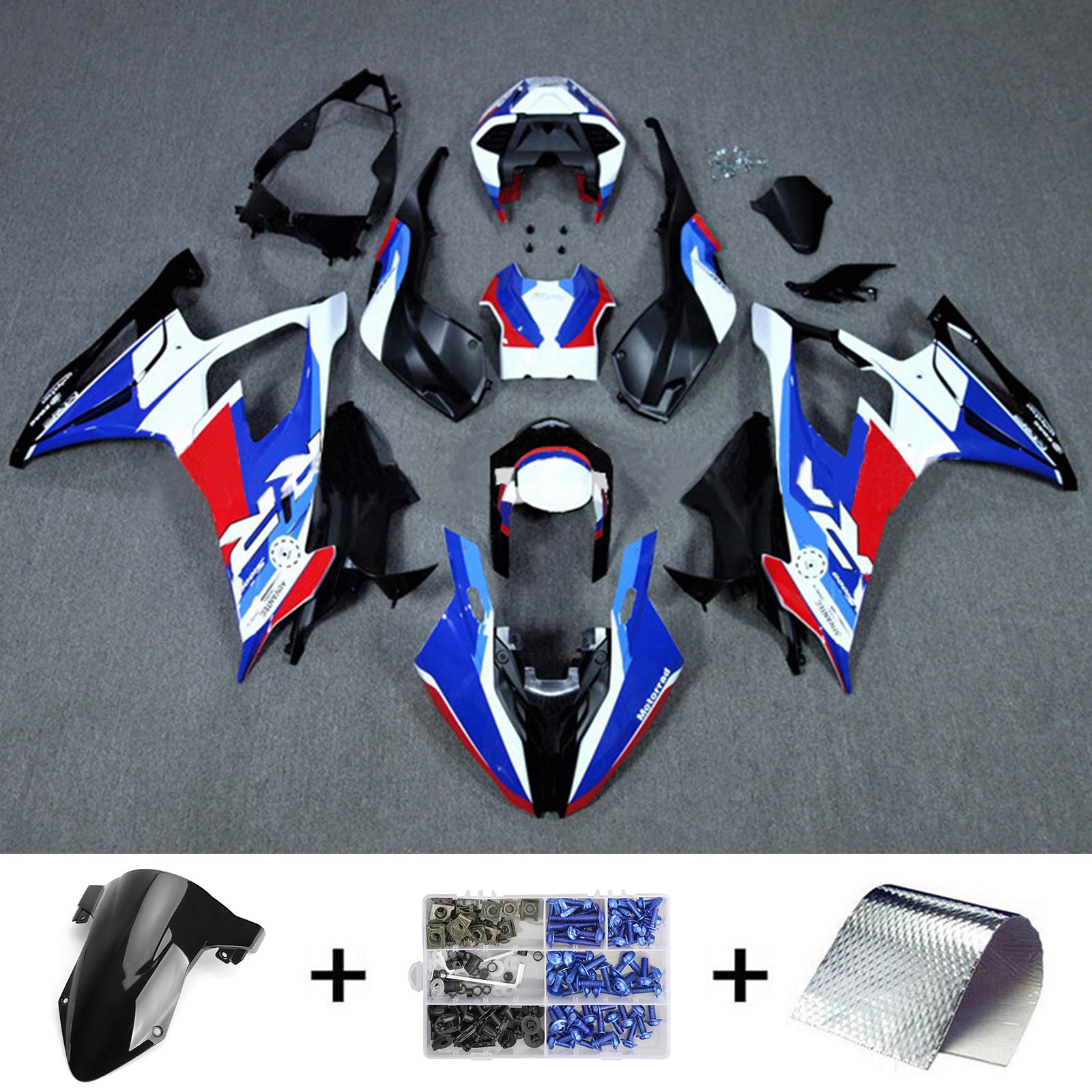 Amotopart 2019-2022 BMW S1000RR/M1000RR Racing Kit de carenado blanco azul