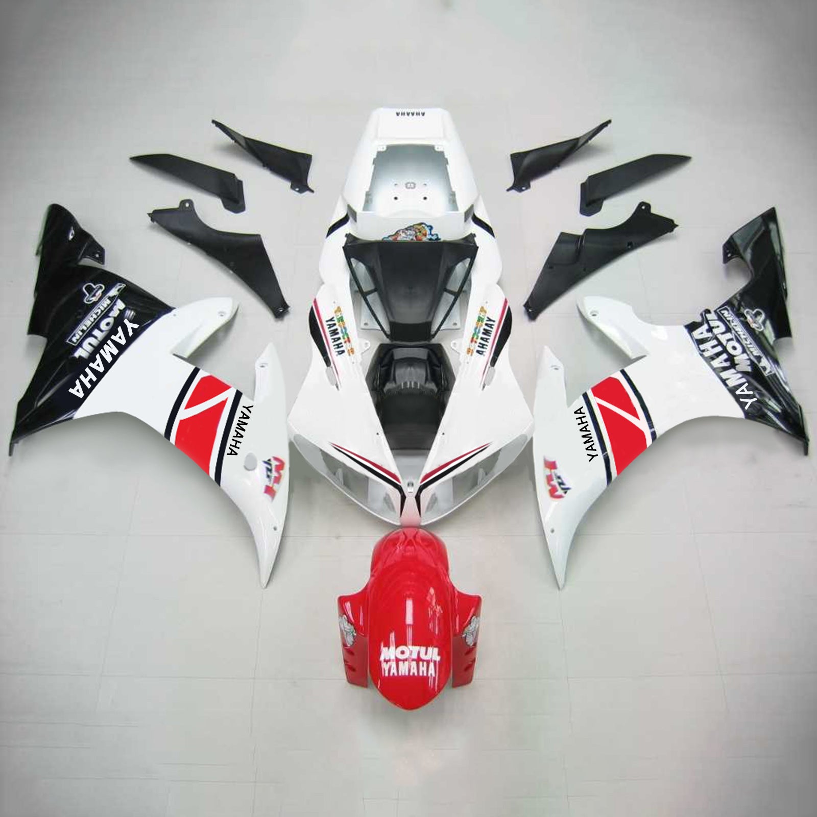 Amotopart Yamaha 2002-2003 YZF 1000 R1 White With Red Fairing Kit
