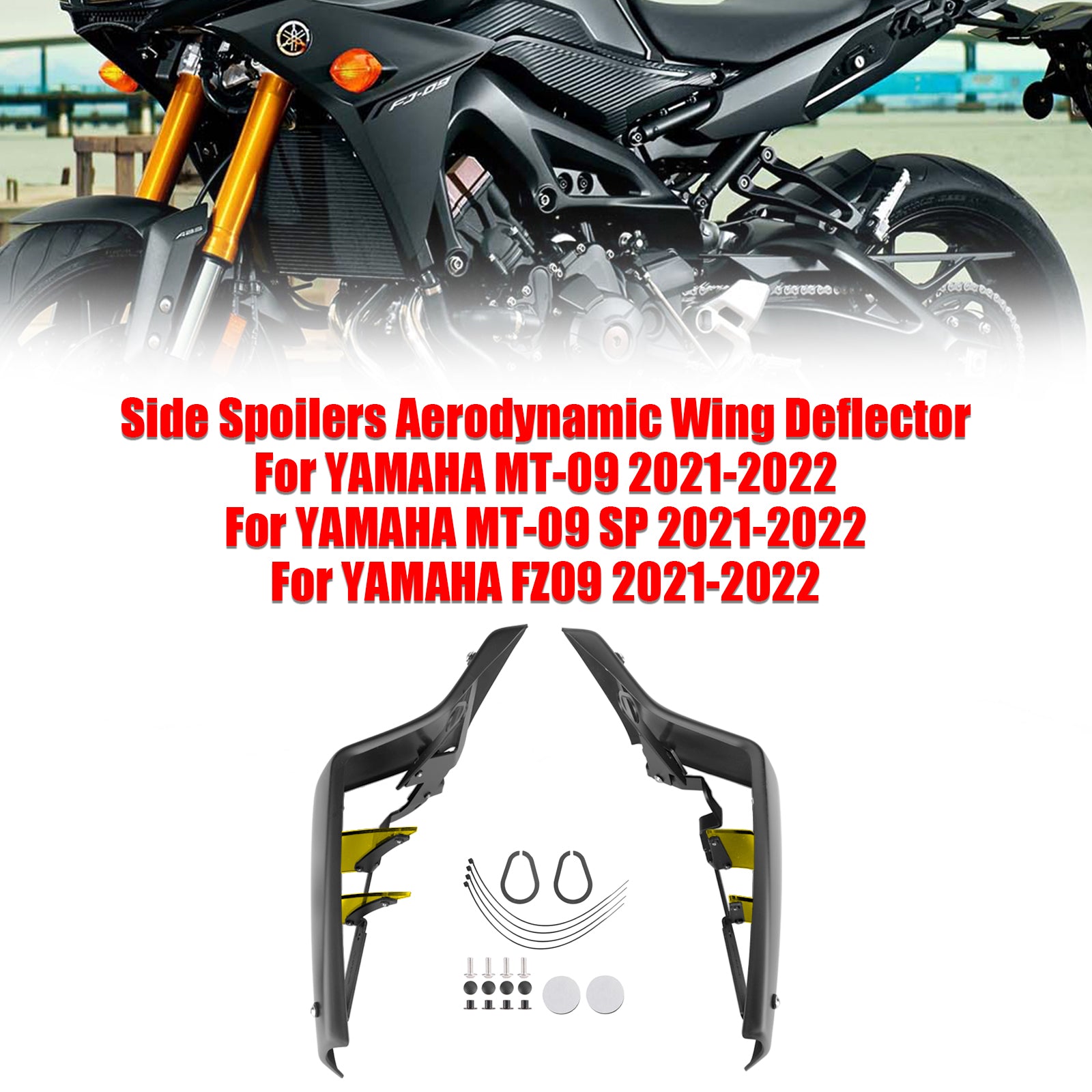 Side Spoilers Aerodynamic Wing Deflector For YAMAHA MT-09 SP FZ09 2021-2022