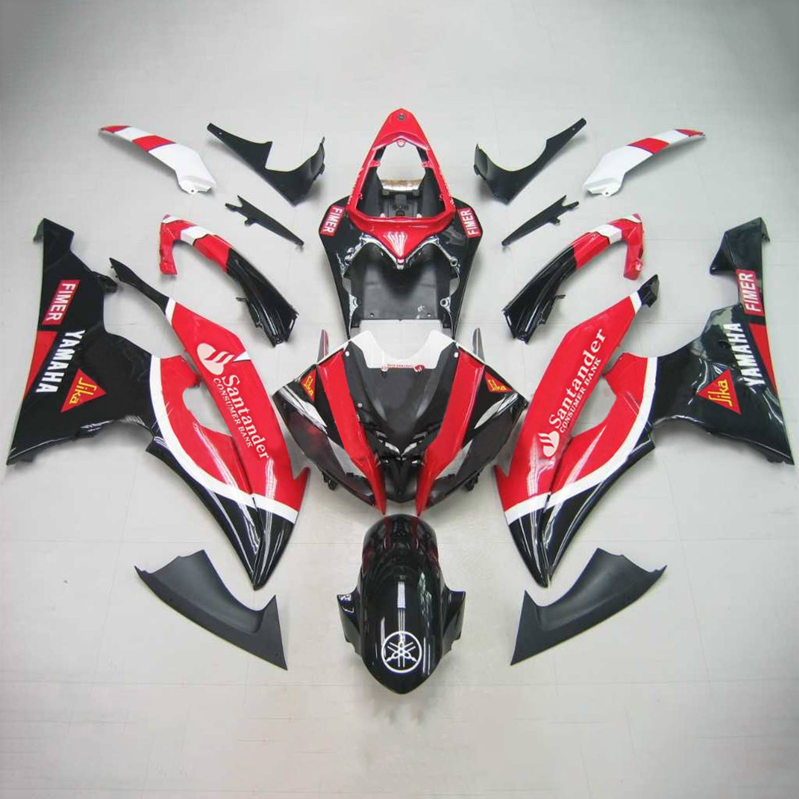 Amotopart Yamaha 2008-2016 YZF 600 R6 Black White Red Fairing Kit