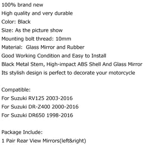 Motorrad-Rückspiegel für Suzuki RV125 03–16 DR-Z400 2000–2016 DR650 98–16 Generisch