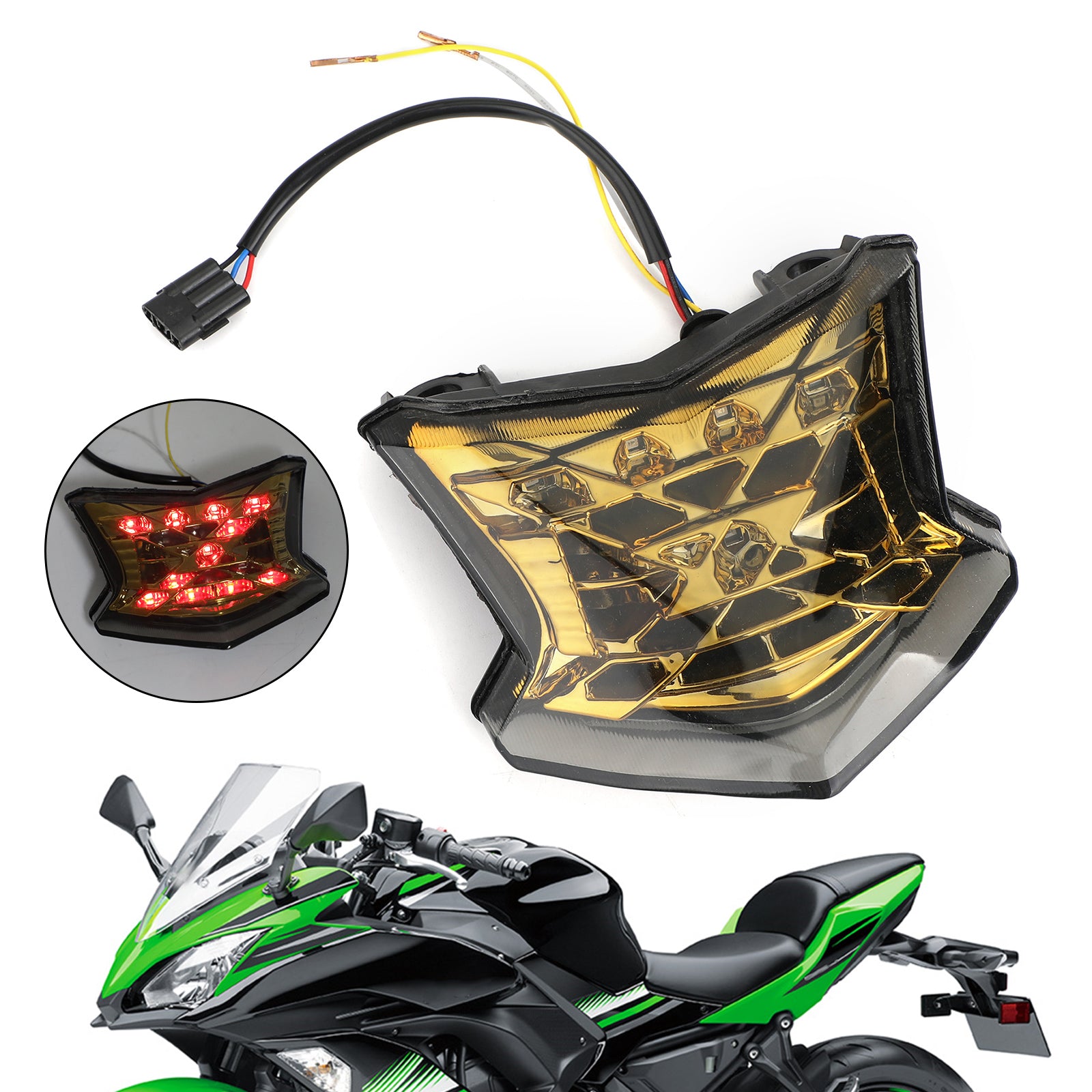 Indicatori di direzione freno a LED Fanale posteriore per Kawasaki Z650 Ninja 650 Z900 17-19 Argento