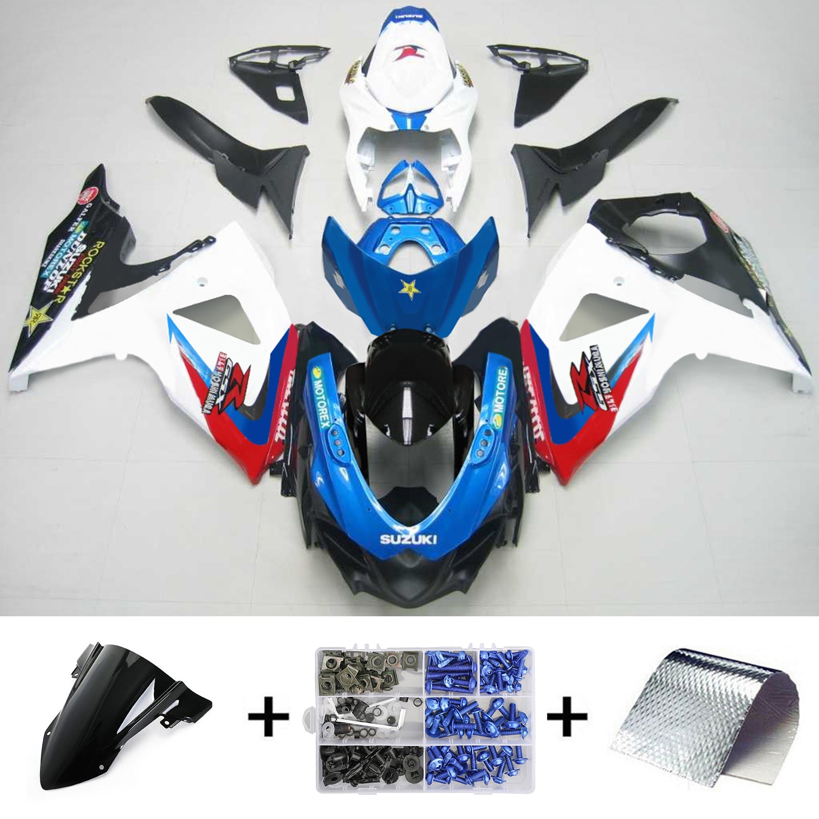 Amotopart 2009-2016 Suzuki GSXR1000 Fairing Blue&Red Kit