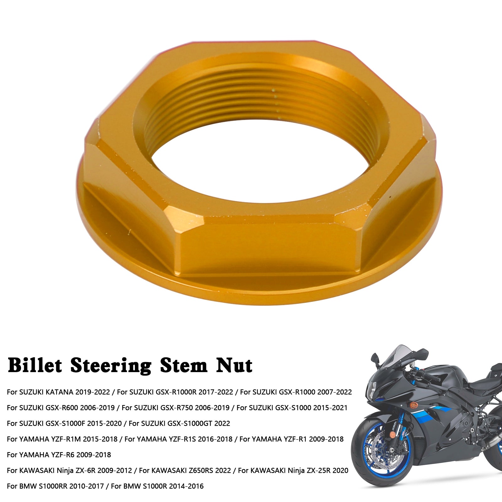 Écrou de tige de direction en billette, pour SUZUKI GSXR 600/750 YZF-R1 ZX6R S1000RR