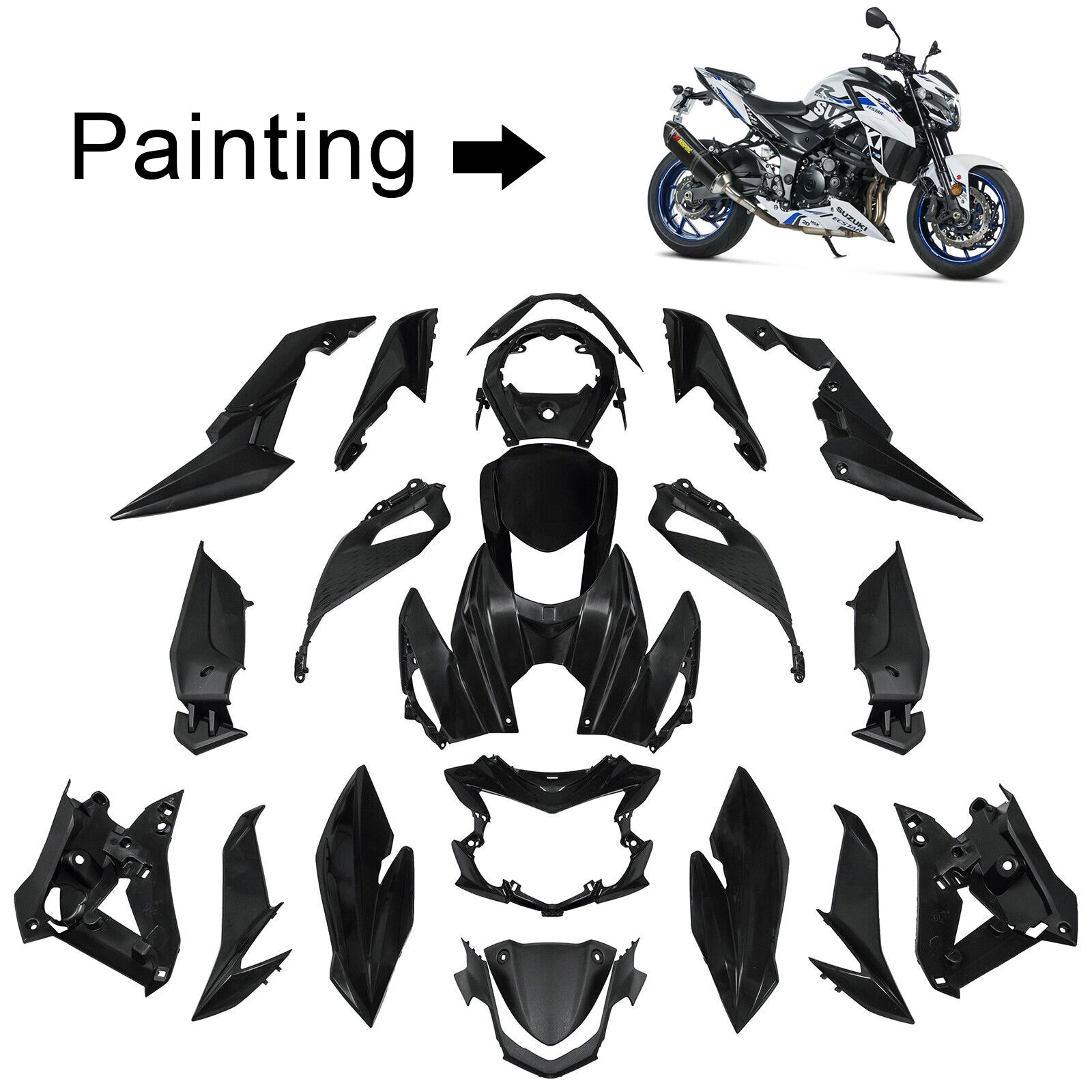 Amotopart 2017-2022 Suzuki GSX-S 750 Fairing White&Letter Kit