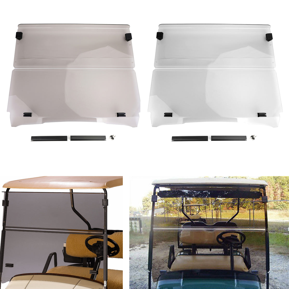 Zusammenklappbare Acryl-Windschutzscheibe zum Herunterklappen für EZGO TXT 1994–2013 Golfwagen