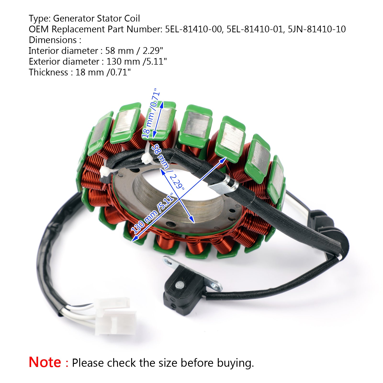 Bobine de Stator de générateur pour Yamaha XVS1100 VStar 00-03 5EL-81410-00 5EL-81410-01 via fedex