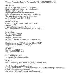 Neu Spannungsreglergleichrichter Für Yamaha YS125 2017 FZ150 2016 2GS-H1960-00