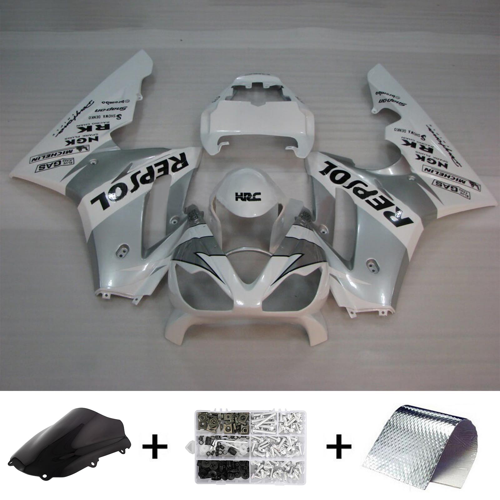 Amotopart Triumph 2002–2005 Daytona 600/650 weißes Repjol-Verkleidungsset