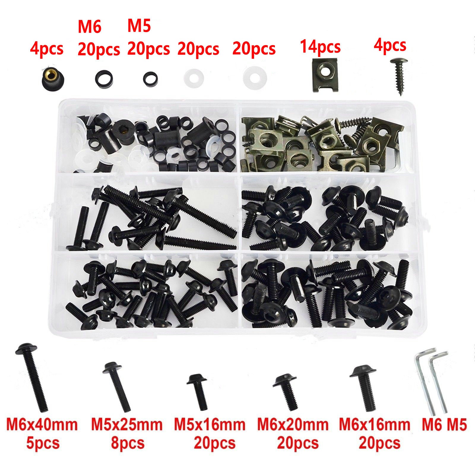 Honda Yamaha Suzuki Kawasaki Fairing Bolt Kit Bodywork Screws 177PCS