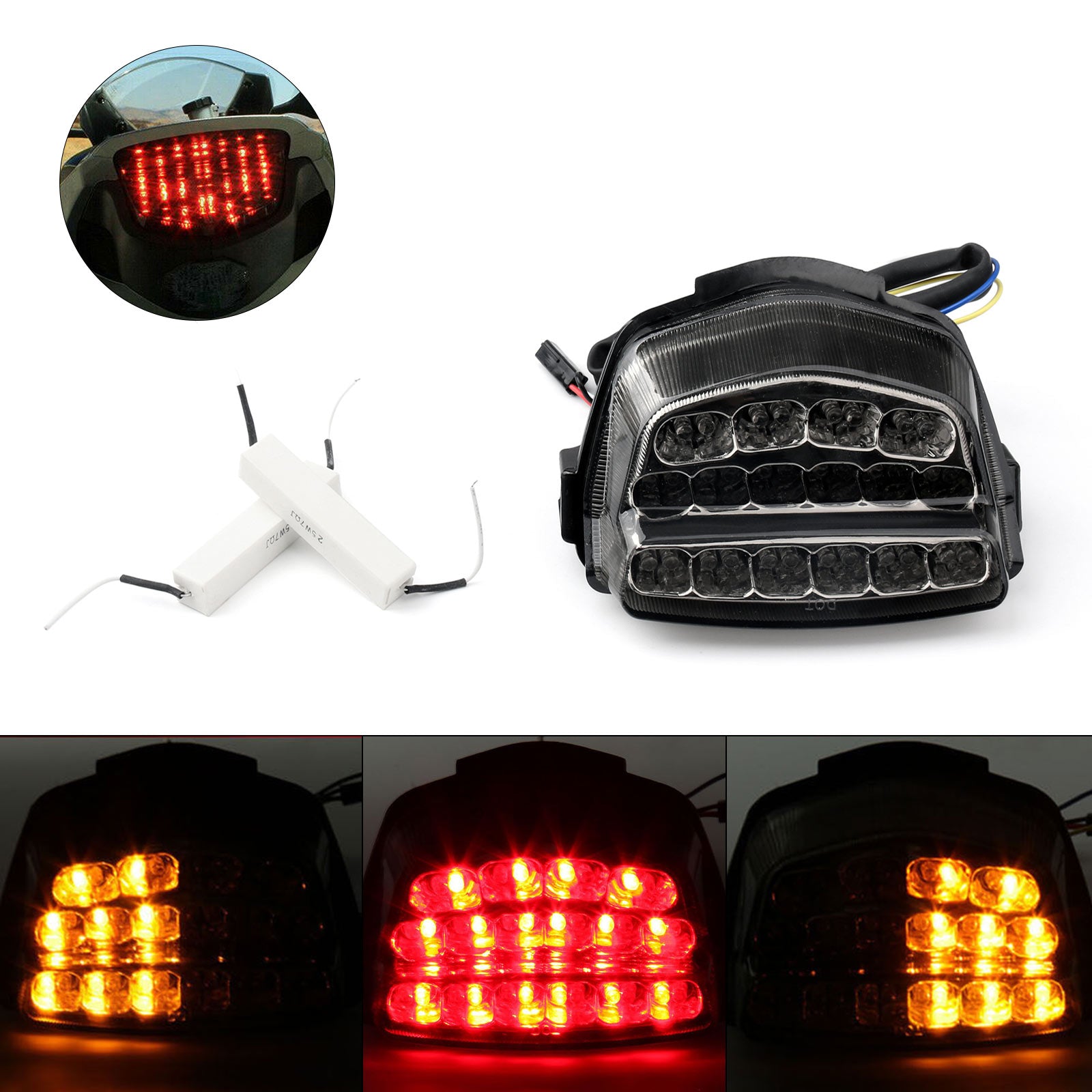 Integrierte LED-Rücklicht-Blinker für Honda CBR1000RR 2008–2012, transparent