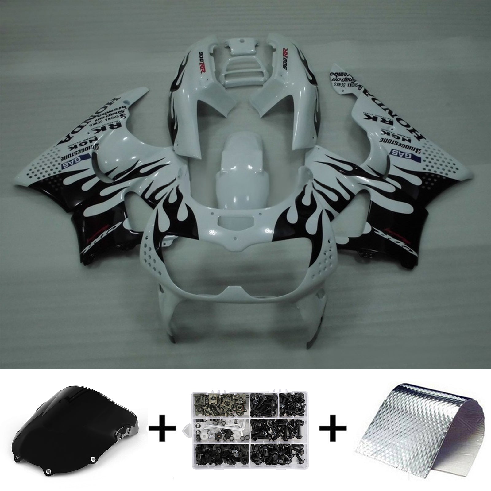 Amotopart 1994-1995 Honda CBR900RR 893 Fairing White&Black Kit